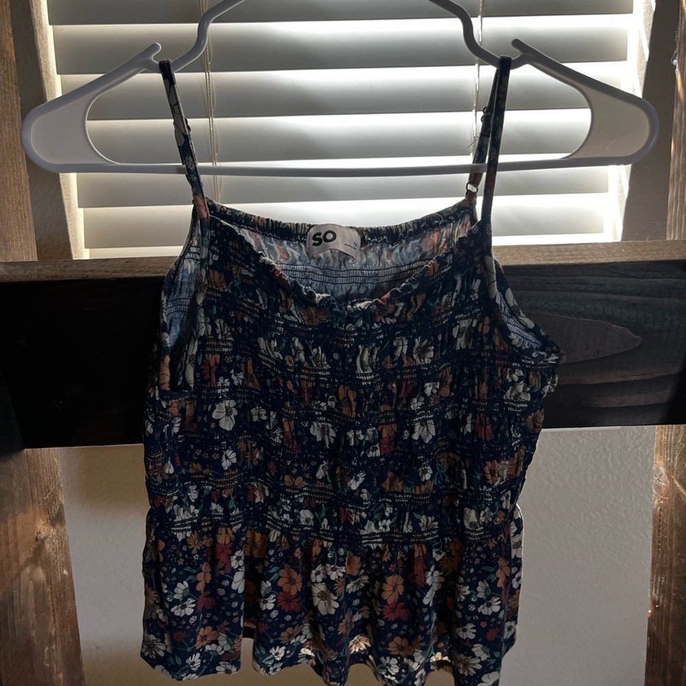 SO Women's Floral Camisole - Navy and Orange